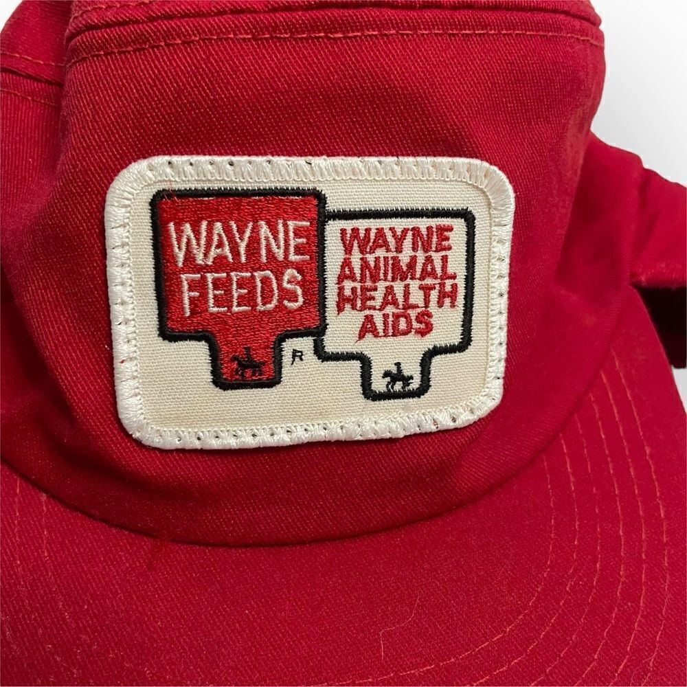 Wayne Feeds Animal Health Aids Red Hat Fleece Vintage Patch K-Brand - Picture 4 of 12
